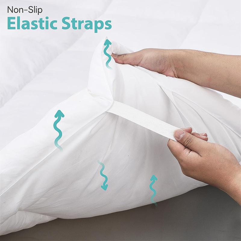 Product Introduction of 100% Brushed Microfiber King Mattress Topper, 1000gsm Filling Fiber - Super Soft and Cozy, Hypoallergenic, Elastic Straps Double Bed Topper - Available in All Sizes UK 3