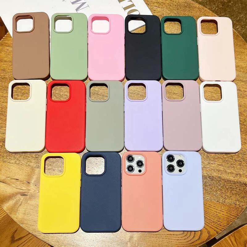 Simple Solid Color Lens Bumper Shock Protection Phone Case for IPhone 16 14 15 Pro Max 13 Soft Matte Cover for IPhone 16pro 0