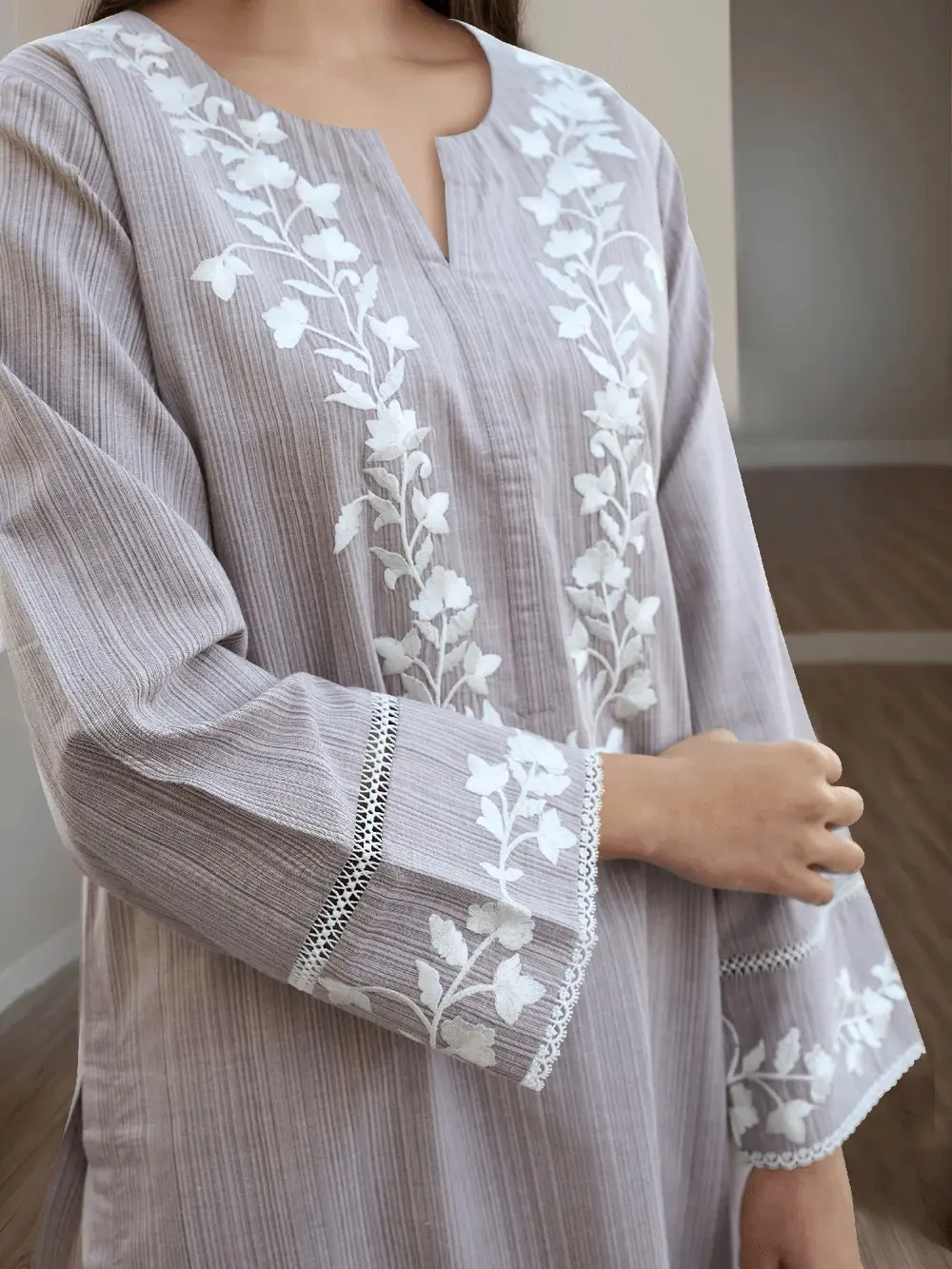 Women's Single Piece Embroidered Cotton Long Shirt Premium Quality
