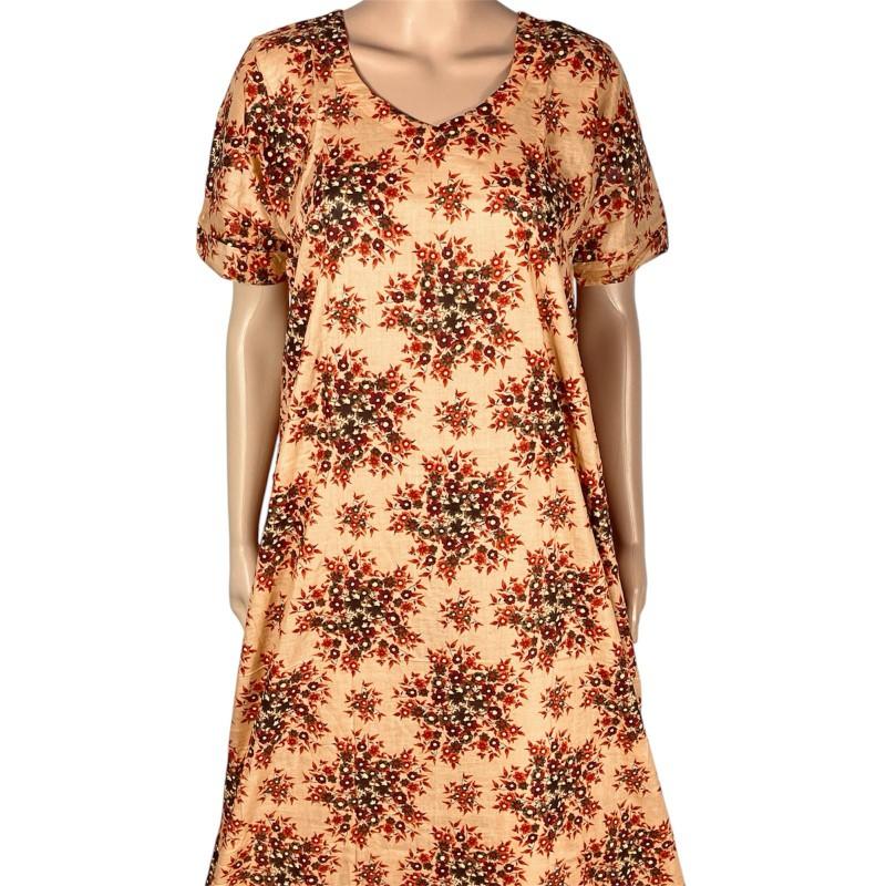 Product Introduction of Cotton Floral Nightwear for Women - Homewear - Womenswear, Printed Cotton Fabric, Nighty. Breathable Comfortable Soft Loungewear Shortsleeve  Style 19