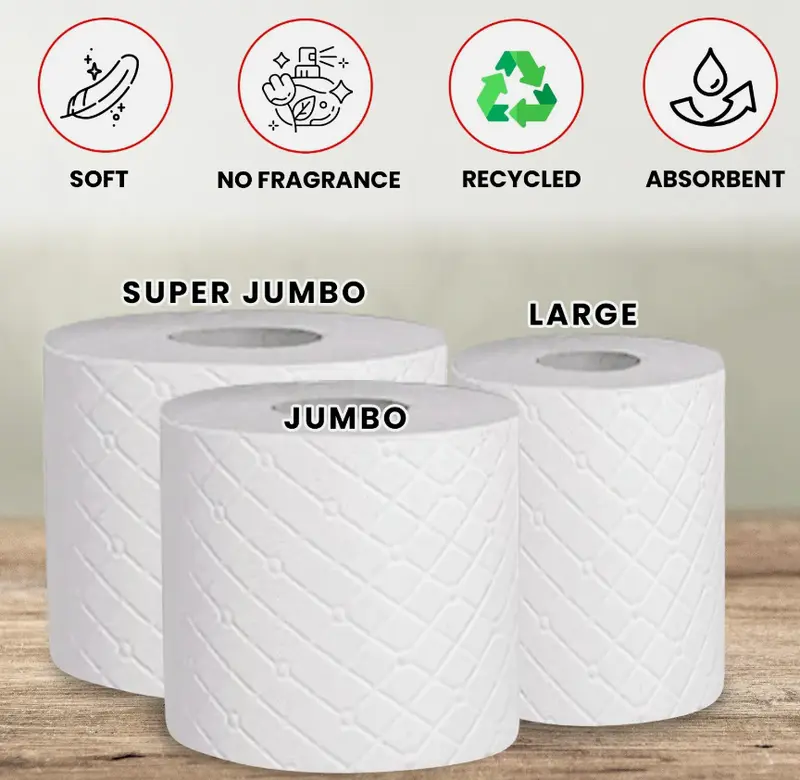 36 / 72 / 108 / 144 -Pack PPC Large 2-Ply 12m Bathroom Luxury Quilted Toilet Rolls - Loo Roll Wipes 5