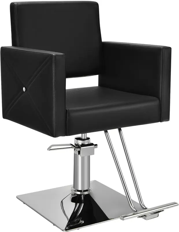 COSTWAY Salon Barber Chair, 360 Degree Swivel Hairdressing Chair with Footrest, Adjustable PVC Leather Hydraulic Shaving Styling Chair for Beauty Spa, Tattoo Shop and Barbershop 0
