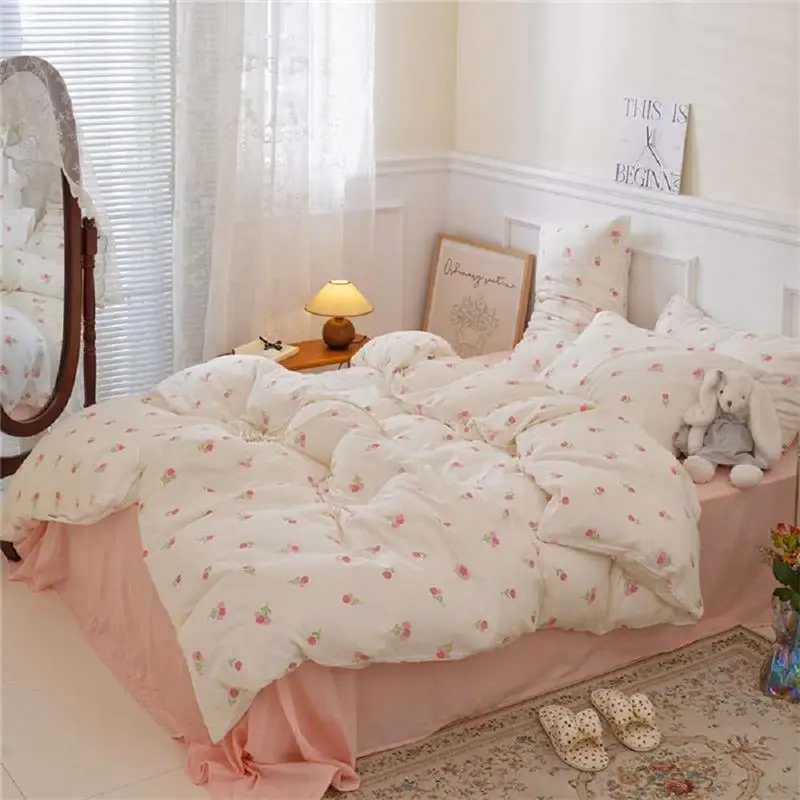 Double Duvet Cover Set Floral Bedding Modern Comforter Cover with Zipper Closure and 2 Pillowcases 3