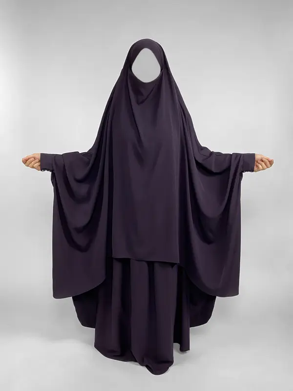 2 Piece Black Jilbab | Waterfall Style | Matte 4
