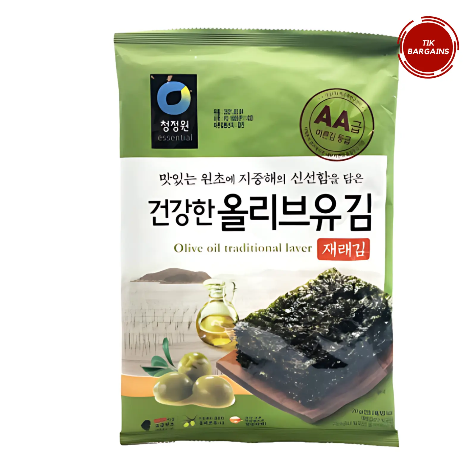 Daesang Seaweed with Olive Oil – Authentic Korean Snack, Crispy & Flavorful Nori Sheets, 5g – Perfect for Healthy Snacking or Meal Pairing