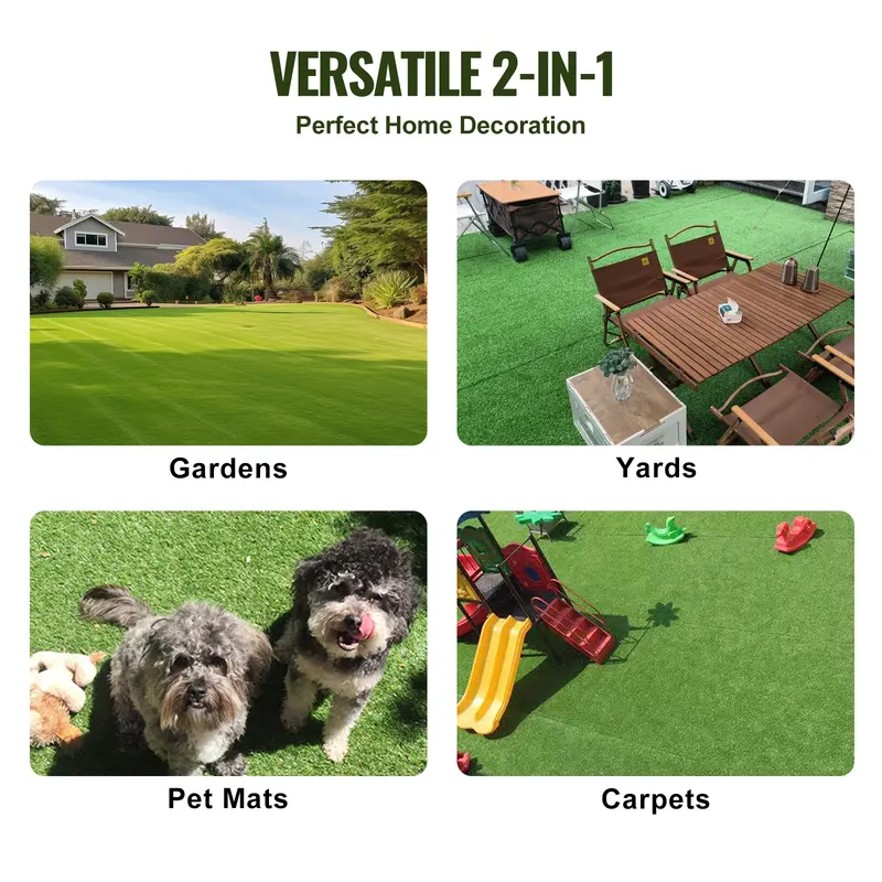 VEVOR Artifical Grass, 0.9 x 1.5 m Rug Green Turf, 35mm Fake Door Mat Outdoor Patio Lawn Decoration, Easy to Clean with Drainage Holes, Perfect For Multi-Purpose Home Indoor Entryway Scraper Dog Mats 5