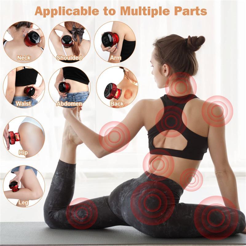 【Special Promotion】 Multi-functional Smart Cupping Massager, Smart Dynamic Cupping Device, Red Light Hot Compress, Gua Sha Massage Tool Type C Charging Massager Portable Electric Cupping Kit with 12 Level Temperature and Suction for  Relief Muscle Comfort 6