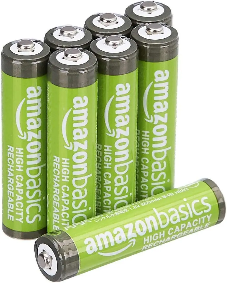 Amazon Basics AAA High-Capacity 850mAh NiMH Rechargeable Batteries (Triple A), Pre-charged, 8-Pack