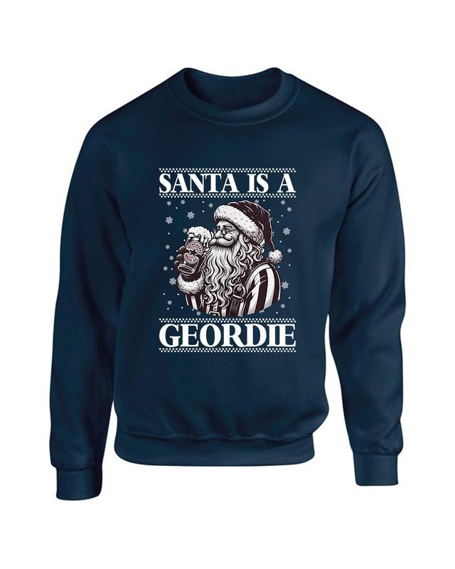 Santa Is A Geordie Christmas Sweatshirt, Newcastle Christmas Jumper, I Won't Be Home For Tea Newcastle, NUFC Top, Funny Xmas Jumper 3