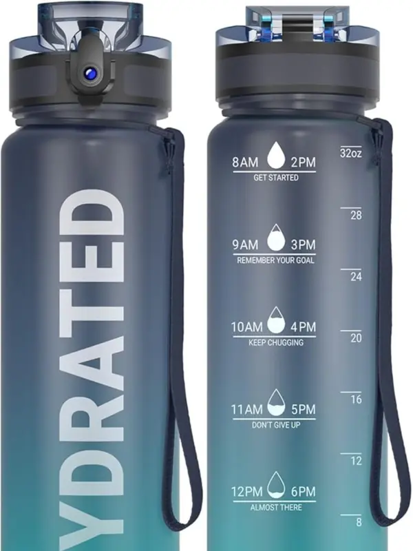 Water Bottle,1000ML Motivational Water Bottle, Sport Drinks Bottle with Times to Drink & Lock Cover, Leak Proof, BPA Free for Gym, School Cup Portable Drinkware Plastic 0