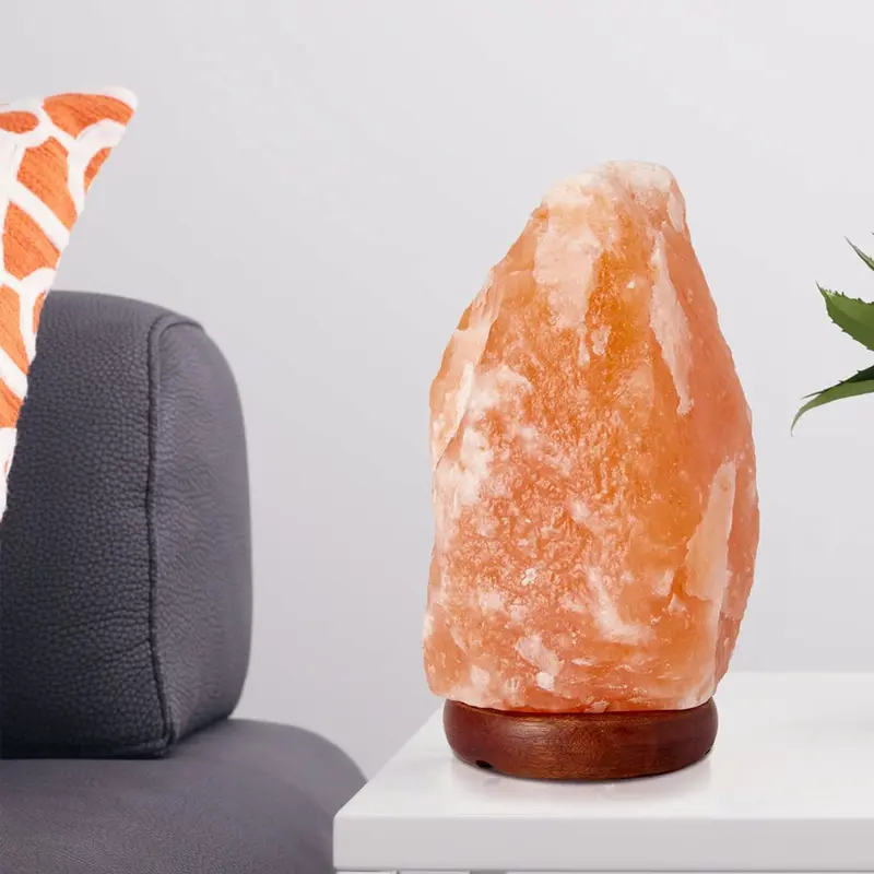 Straame Lighting - 100% Real Himalayan Crystal Rock Salt Lamp - Direct from Foothills of The Himalayas - Wooden Base Calming Atmosphere Night Lamp - Handcrafted Design - Great as a Gifts 5
