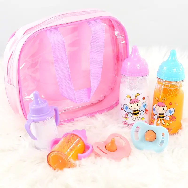 BiBi Doll 7-In-1 Baby Doll Accessories Set – Baby Dolls Bottles With Disappearing Milk And Juice, Carry Bag, Dummies – Magic Milk Bottle Baby Doll Dummy Baby Doll Feeding Set Baby Doll Bottle 4