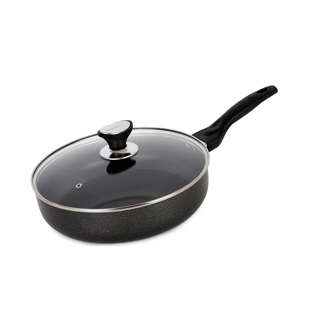 Frying Pan with Lid Non Stick Aluminum Black Deep Fry Pan Induction Hobs 22-28cm pans