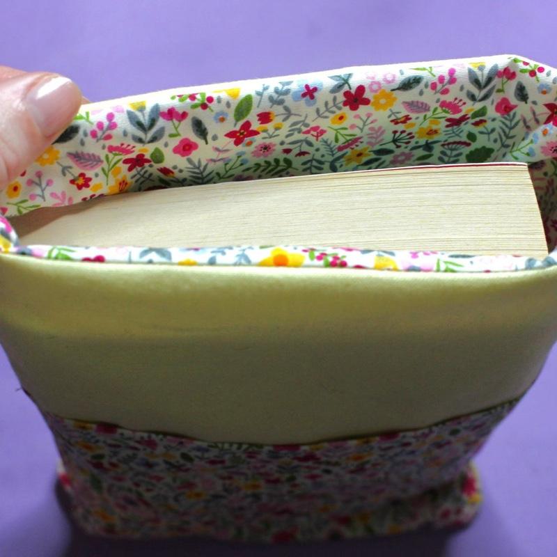 Spring Floral Book Sleeve with Yellow Contrast Fabric, Fully Lined and Padded for Protection. Pretty Wildflower Patterned Fabric on the Pocket for Storing Notebooks, Pens, etc. A Perfect Gift for any Book Lover. Kindle/Small Tablet Cover 5