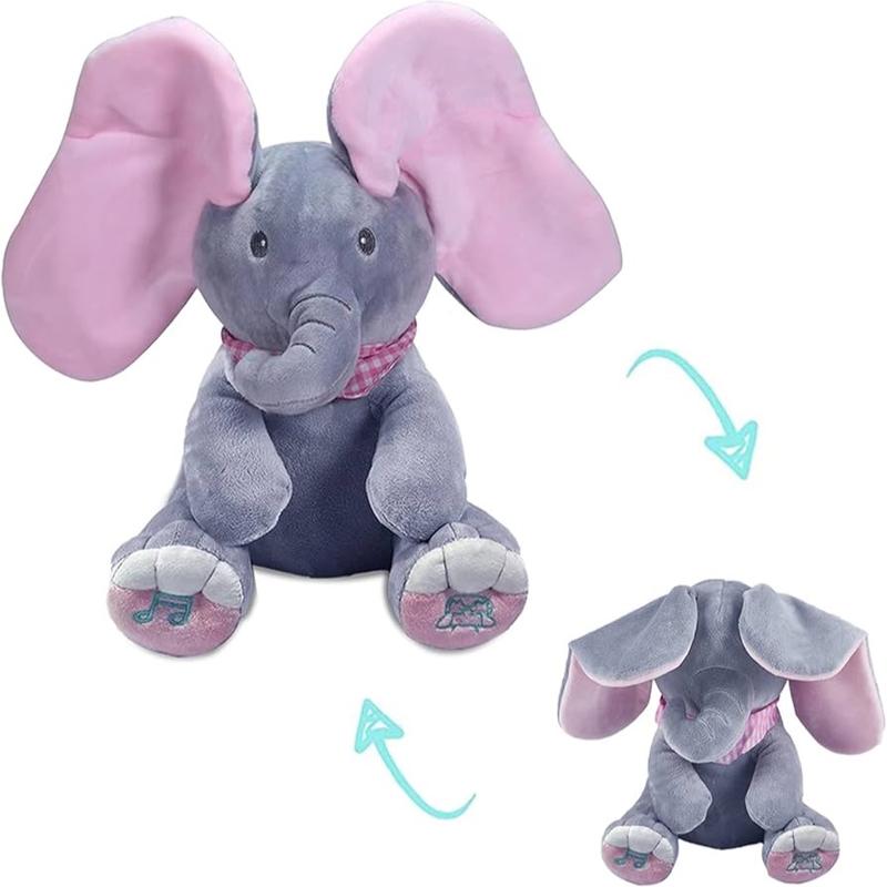 Peek-a-boo ,Singing Elephant Plush Toy with Moving Ears for Baby Gift - Cute Stuffed Animal 8