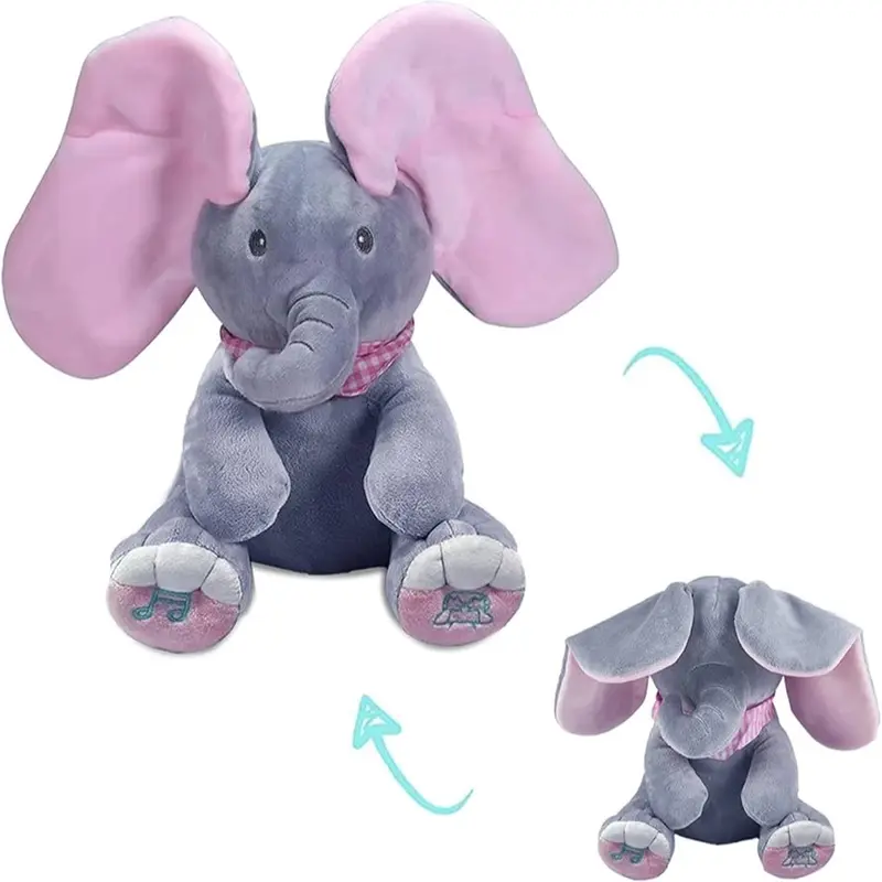 Peek-a-boo ,Singing Elephant Plush Toy with Moving Ears for Baby Gift - Cute Stuffed Animal 8