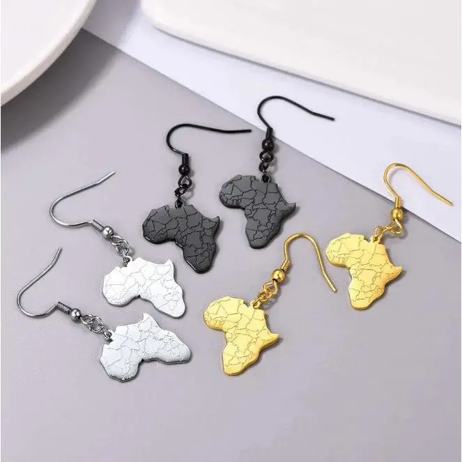 Map of Africa Drop Earrings - Stainless steel waterproof jewellery by Iṣura 4