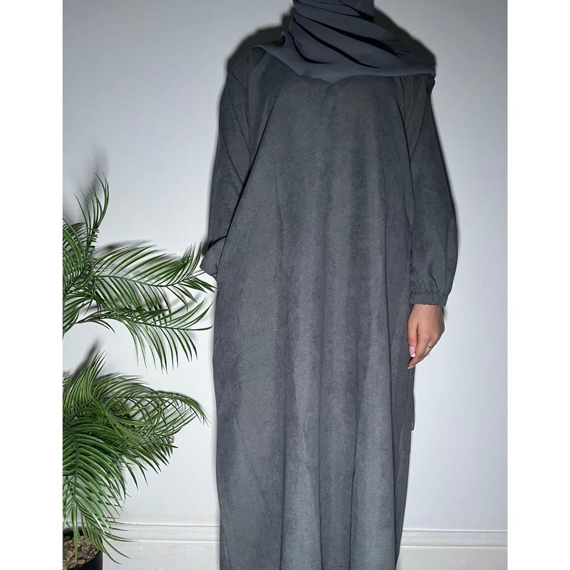 Amal Corduroy Winter Abayas with Pockets - 5 Colors Available- Muslim Fashion essential abaya plain luxury daily affordable 4