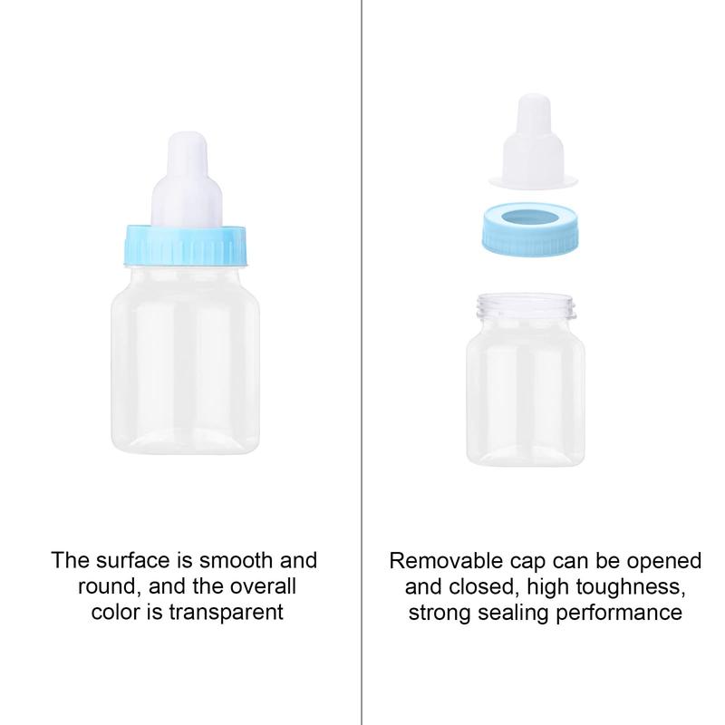 JF HOME BLISS 24X Fillable Bottles Candy Box Baby Shower Baptism Party Favour Christening Grade Candy Bottles Decorations Feeding Bottle Gift (Blue) 2