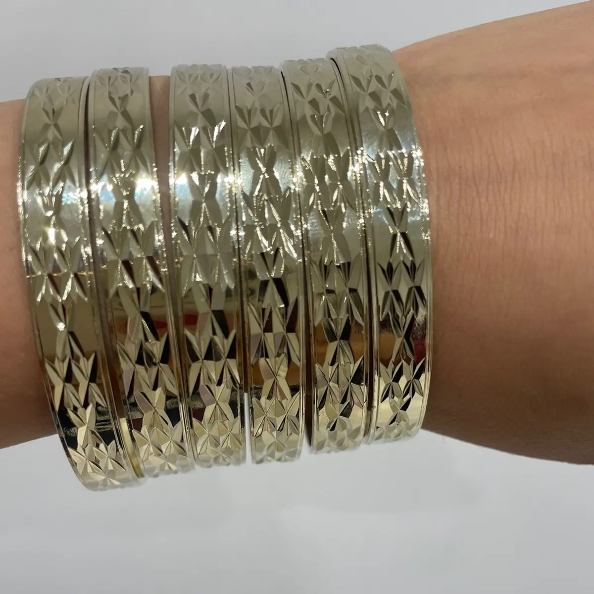 ADULT Cut and carve 9k gold plated gypsy style bangles adults