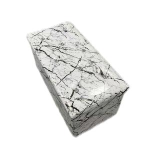 Luxury Marble Effect Ottoman Storage Box - Home Organizer PU Leather Decor - Ornaments for Books, Toys and Clothes