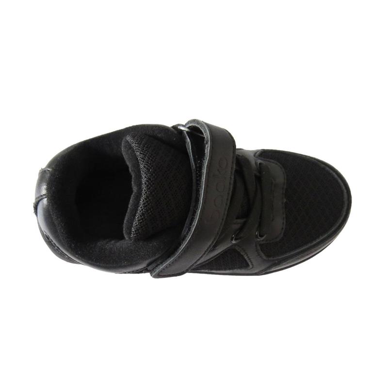 Boy School Shoe Kids Children's Touch Strap Comfortable Leather Black Sports Gym PE Sneakers Trainers 5
