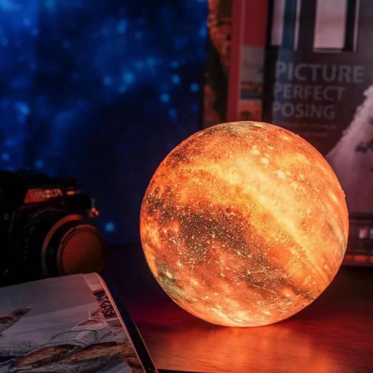 16 Colors LED USB Star Galaxy Moon Lamp With Stand Remote 3D Bedroom Night Light Best Christmas Kids Gift
