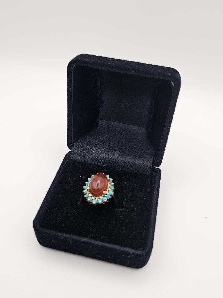 Product Introduction of Turquoise Ring for Women - NaurattanSilver with Zircon Studs and Handcrafted Design 11