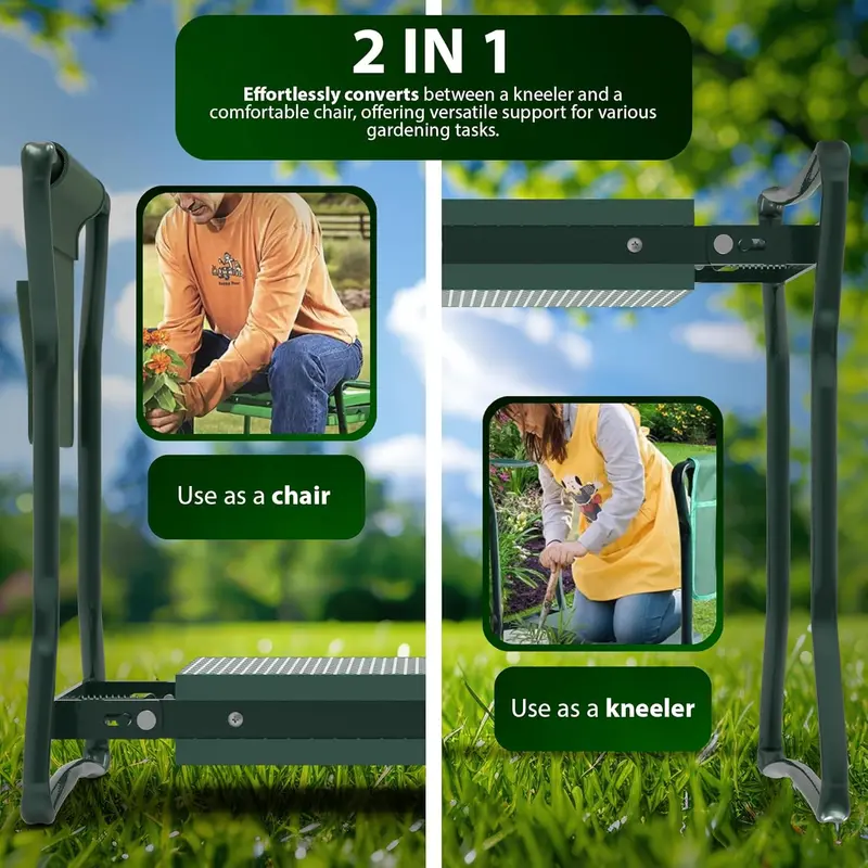 ZENO Garden Kneeler Seat with Handles | 2-1 Kneeler for Gardening | Padded Garden Kneeler | Multi-Use Foldable Garden Kneeler | Lightweight Garden Kneeling Pad | Strong Kneeling Stool with Tool Bag 3