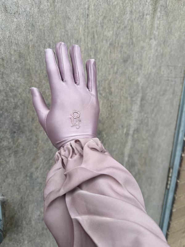 Rose embroidered islamic muslim gloves 2