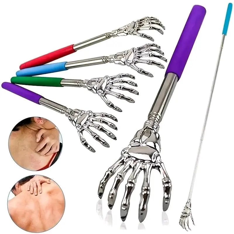 1PC Extendable Back Scratcher, Stainless Steel Portable Telescopic Rubber Handle Back Scratchers For fathersday, Birthdays, thankyou. Random colour. Comfort 3