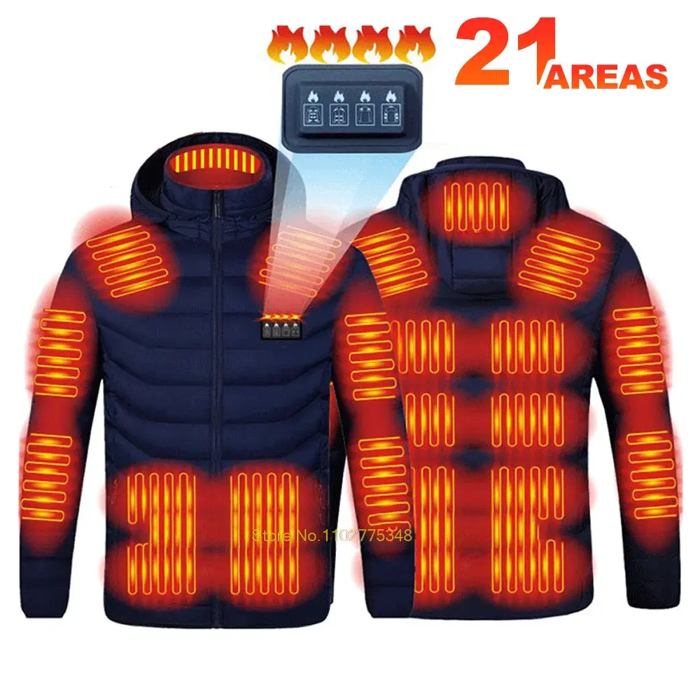 Heated Jacket Men Women USB Electric Self Heating Jacket Winter Coat Warm Hunting Camping Hiking Skiing Clothing 2-21 Areas