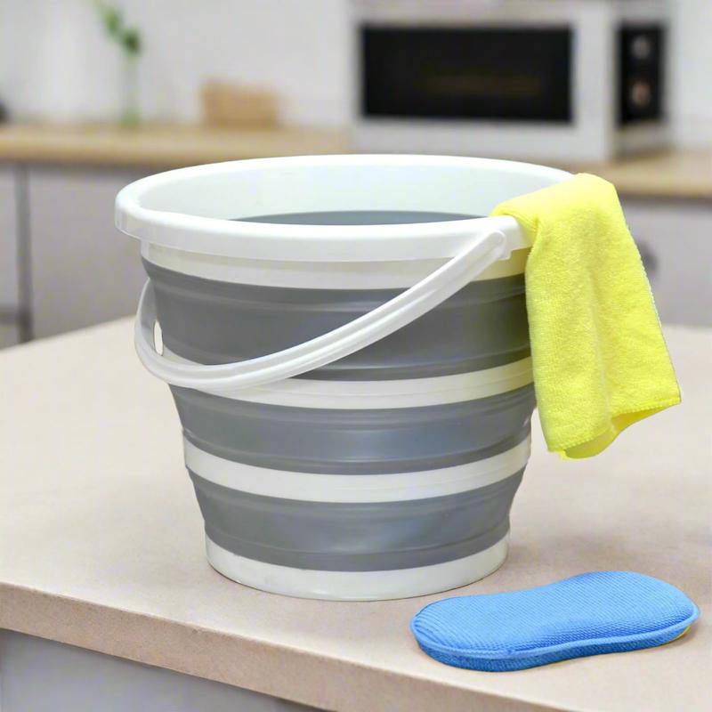 Collapsible Plastic Bucket With Handle 10L Space Saving Kitchen Camping Caravan 1