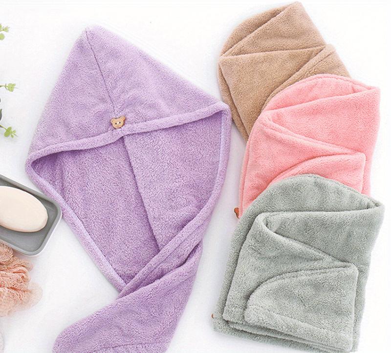 Product Introduction of 3pcs/4pcs Ultra-Absorbent Microfiber Hair Towel Cap - Quick Dry, Secure Button Design - Ideal for All Hair Types, Easy Hair Care & Bathroom Accessory 8
