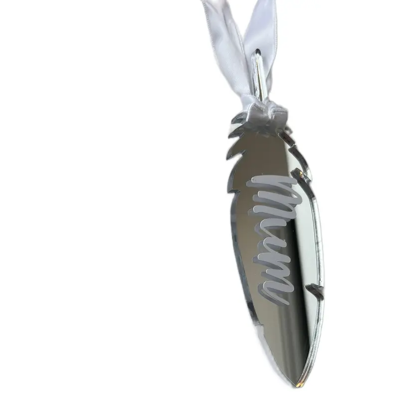 Feather Tree Bauble Gift for Dad Mum Nan Grandad Brother Sister Child or In Memory of Feather Gift Shiny Ornaments Decoration 1