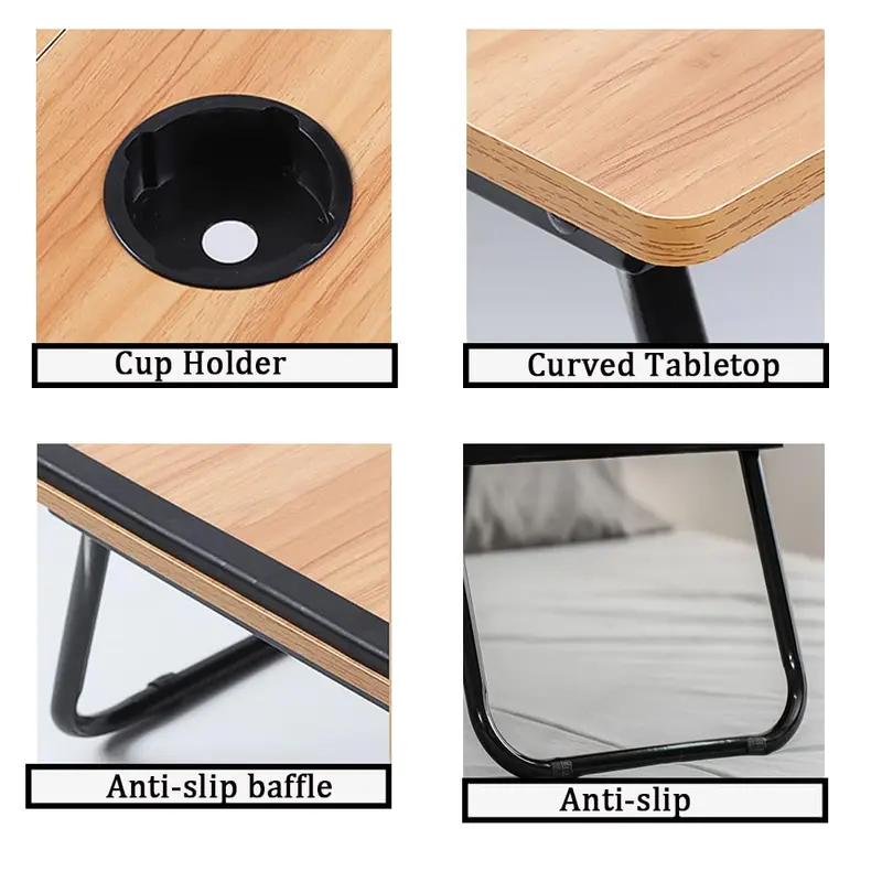 Laptop Bed Table, Bed Desk with Foldable Legs & Cup Slot, Adjustable Trays, Reading Book Holder Notebook Laptop Stand Laptop Tray for Bed, Sofa,Terrace,Carpet, Black furniture table  mountain coffee  tables modern  table portable adjustable  table 5