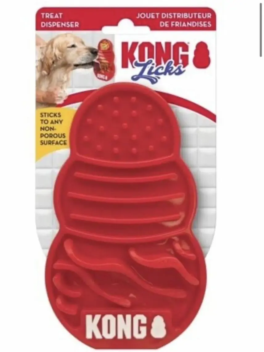 KONG Licks Dog Treat Dispenser with Suction Cups, Holds Treats and Paste for Soothing Enrichment