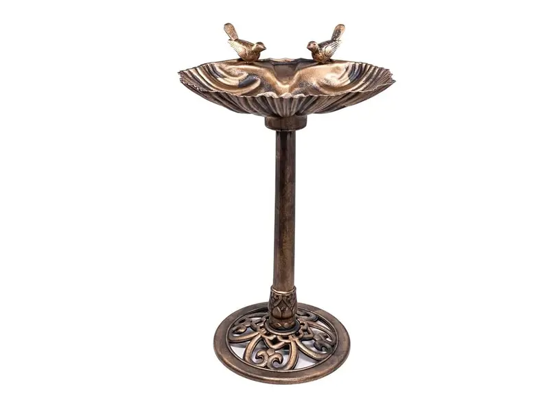 Bronze Effect Birds Hotel Bath Feeder Weatherproof Table Free Standing Pedestal 0
