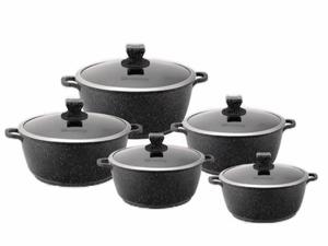 Granite Marble Coated Die Cast Cooking Cookware Set Soup pot Cooking Pot Traditional with lid stockpot pots