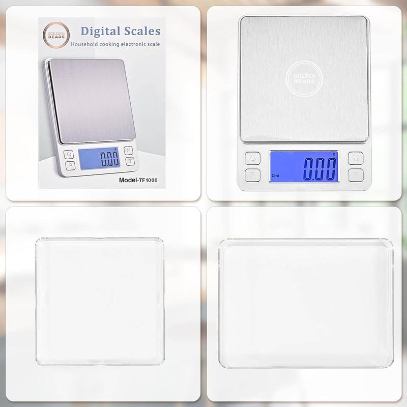 Digital scale 0.01g to 500g High-precision Weighing kitchen Scale with back-lit LCD display multifunction food scales with tray tare and pcs feature mini kitchen scale 6