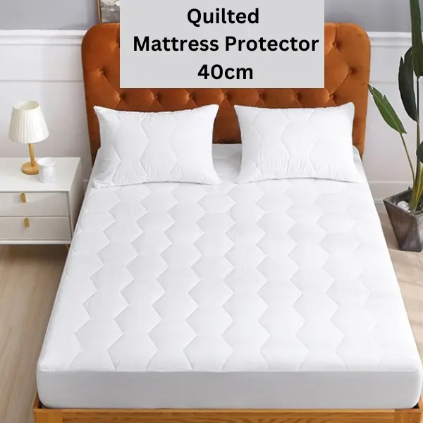 Quilted Mattress Protector 40cm Extra Deep Fitted Mattress Cover, 200 GSM Triple Filled Mattress Protector with Elastic Skirt, Breathable and Noiseless Bed Cover, Machine Washable (White) Soft luxury bedding  set bed  accessories cute  bedding  sets