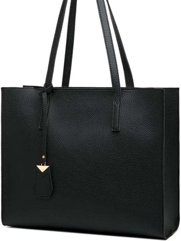 Women's Tote Bag Large Handbag Soft Leather Simple Shoulder Bag with Zipper for School Work Leisure (A-Black) 1