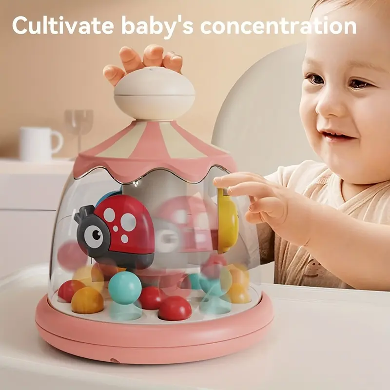 Rotating Activity Dome Toy for Babies - Colorful Spinning Faces, Pop-Up Balls, Cause and Effect Learning - Plastic, 6-Months+ Age Group, Ideal for Christmas, Halloween, Black Friday - Random Colors 0