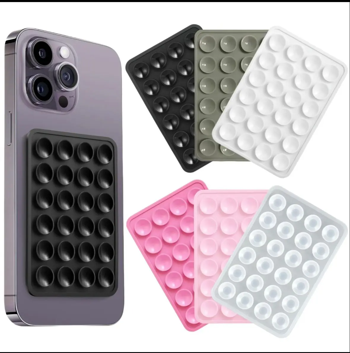Mixed Color Smartphone Suction Cup Phone Case Mount, Father's Day Gift, Universal Adhesive Cellphone Back Holder, Durable Silicone Double Sided Stand