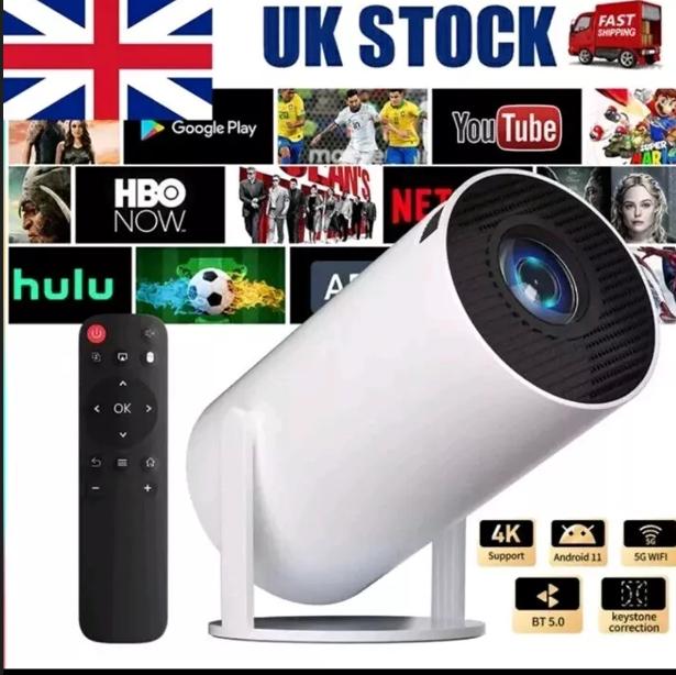 HY300 Pro 4K Projector,Automatic Keystone Correction Portable Projector.Smart Projector with Android 11,Wifi 6 and Bluetooth 5,180 Degree,130 Inch Display. (White) 0