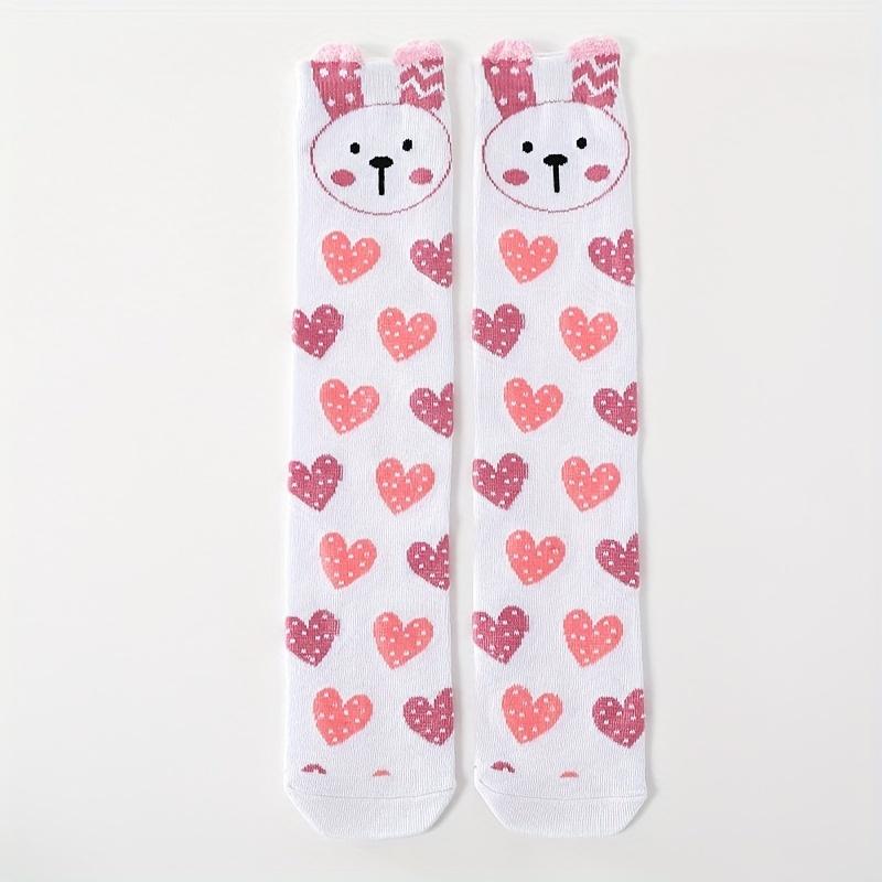 Product Introduction of Cat Pattern 4 Pairs Girls Knee High Stocking Socks, Comfy Breathable Sweat Resistant Anti-odor Socks For Spring Summer 12