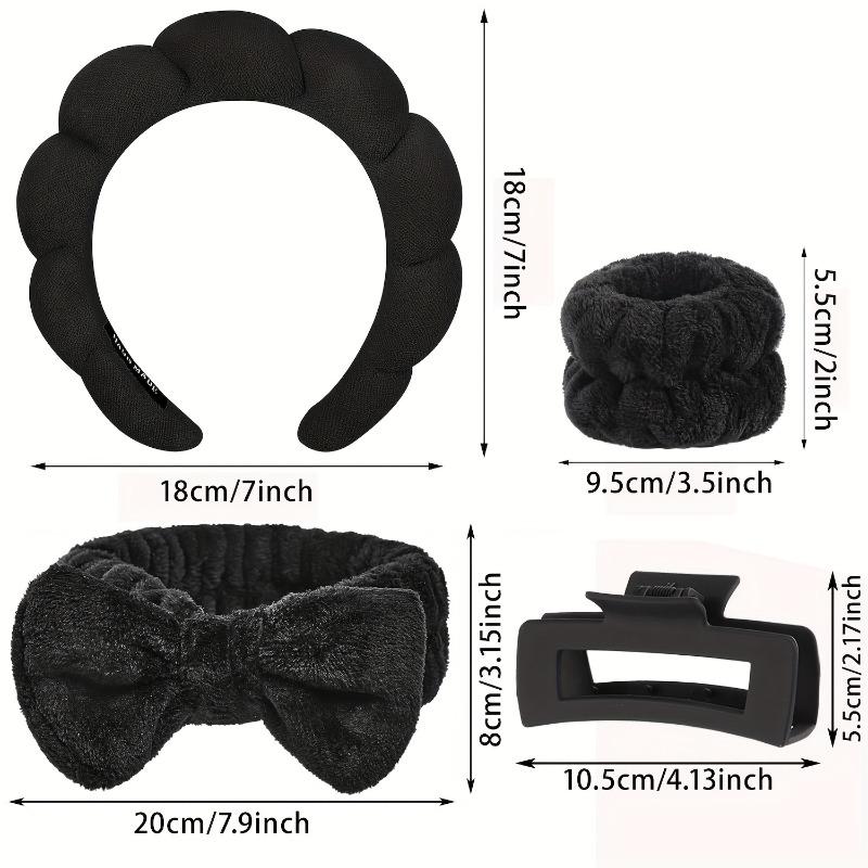 Product Introduction of 5pcs Spa Headband & Wristband Set with Hair Claw - Soft, No-Slip Makeup & Skincare Accessories for Women - Includes 4 Colors, Neutral & Maillard Shades 1