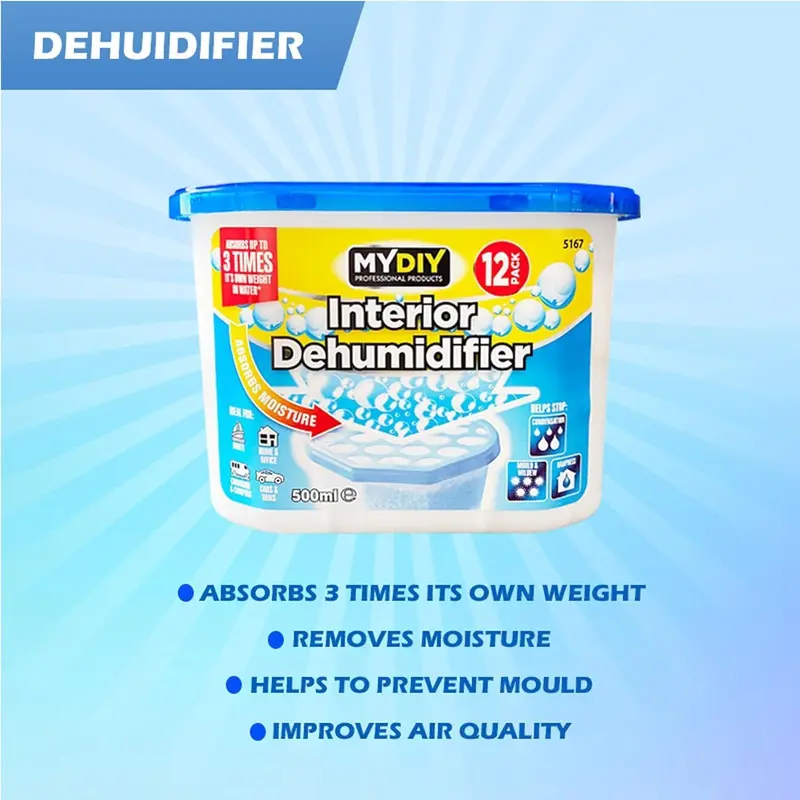 Almineez Pack of 12 x 500ml Interior Dehumidifiers- Helps Stop Damp, Mildew, Mould Condensation Moisture Absorber Remover in Home Kitchen Wardrobe Bedroom Caravan Office Garage Bathroom, Basement 2