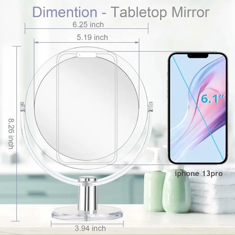 Makeup Mirror with Stand, 1X/15X Magnification Double Sided 360 Degree Swivel Magnifying Mirror, 6.25 Inch Portable Table Desk Counter top Mirror Bathroom Shaving Mirror 5