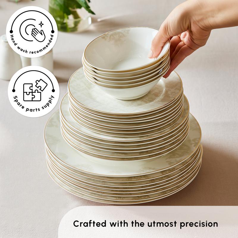 Karaca Siena 53-Piece Bone China Dinner Set for 12 People, Gold 5
